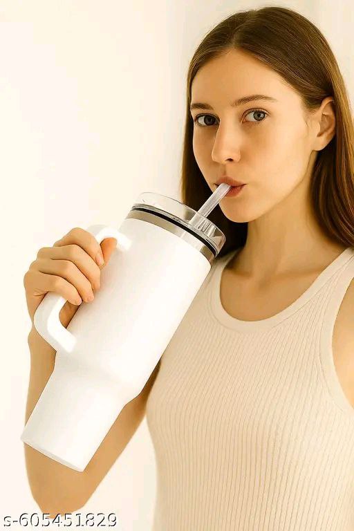 Stainless Steel Tumbler with Straw (1200ml, Multicolor)