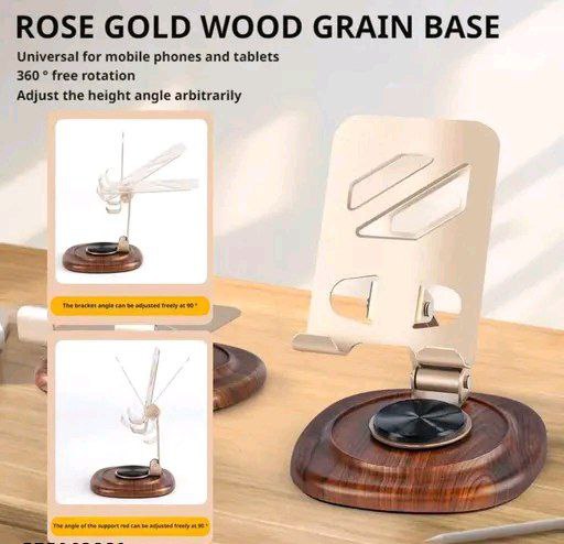 Premium Adjustable Mobile Stand with Wooden Base
