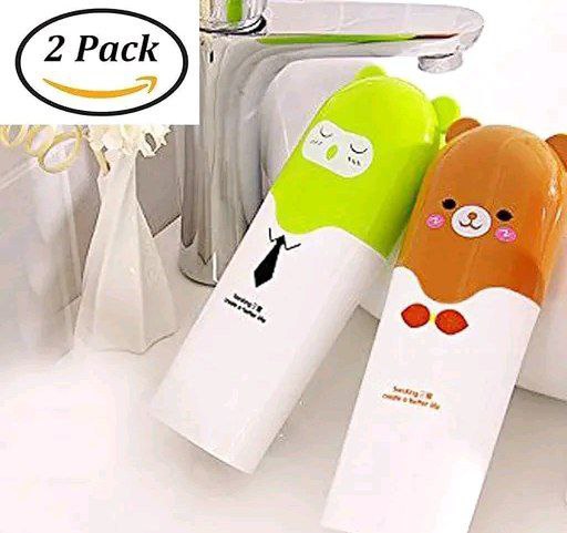 Cute Portable Toothbrush & Toothpaste Holder Case |Pack of 2 (Multicolor)