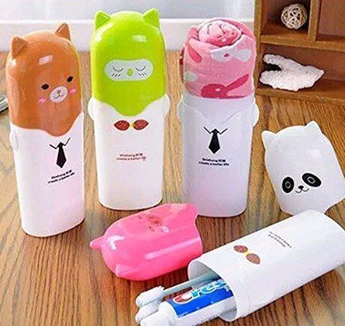 Cute Portable Toothbrush & Toothpaste Holder Case |Pack of 2 (Multicolor)