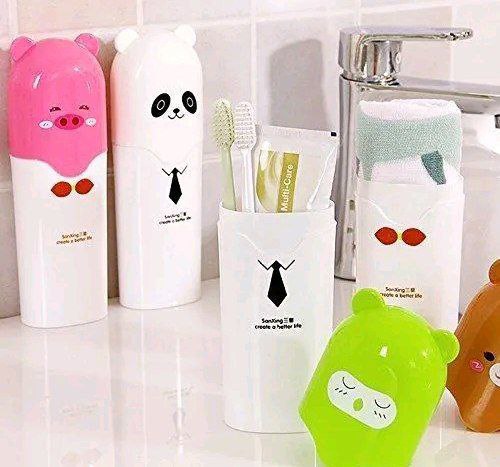 Cute Portable Toothbrush & Toothpaste Holder Case |Pack of 2 (Multicolor)