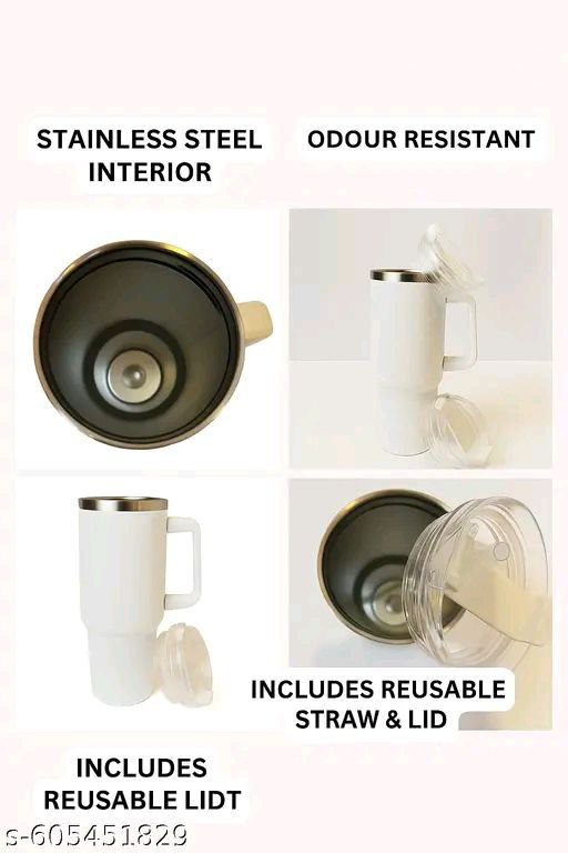 Stainless Steel Tumbler with Straw (1200ml, Multicolor)