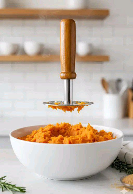 Stainless steel Potato Mesher with wooden Handle