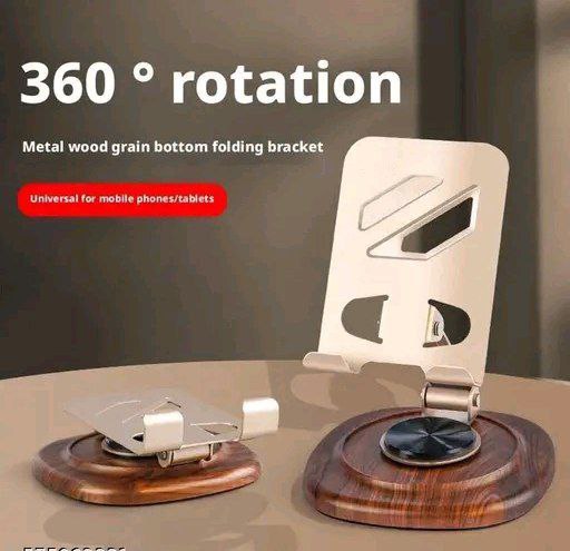 Premium Adjustable Mobile Stand with Wooden Base