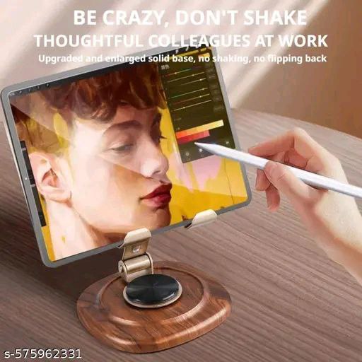 Premium Adjustable Mobile Stand with Wooden Base