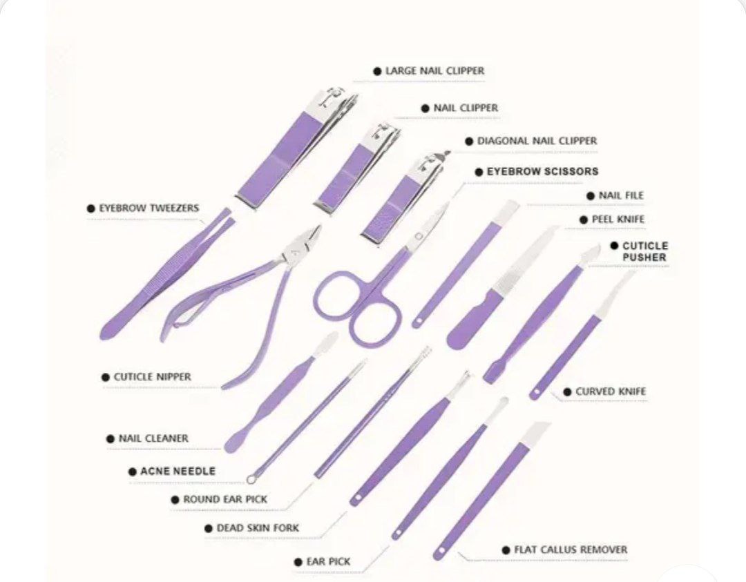 Multipurpose Nail Tools (Set of 16 pcs)-Multicolor