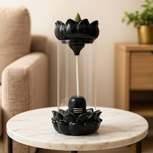 Shivling Smoke Fountain with 10 Backflow Cones – Mahadev Incense Holder for Home, Temple & Meditation Decor – Waterfall Smoke Effect Diffuser