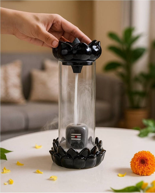 Shivling Smoke Fountain with 10 Backflow Cones – Mahadev Incense Holder for Home, Temple & Meditation Decor – Waterfall Smoke Effect Diffuser