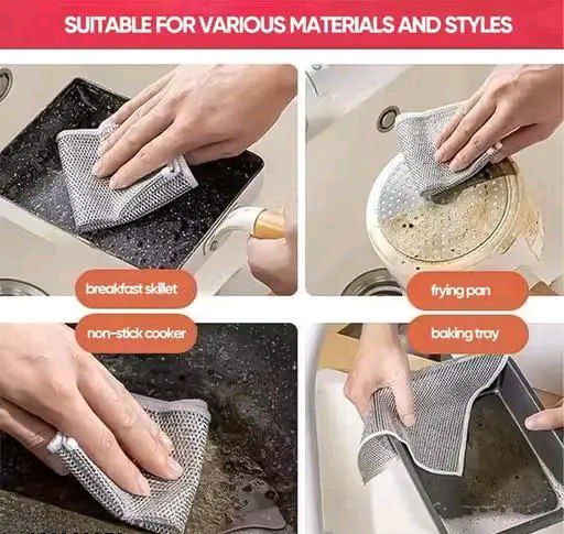 Non-Scratch Dishwashing Steel Scrubber for Utensils – Pack of 10