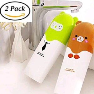 Cute Portable Toothbrush & Toothpaste Holder Case |Pack of 2 (Multicolor)